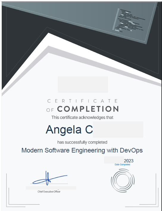 Certificate: Modern Software Engineering With DevOps